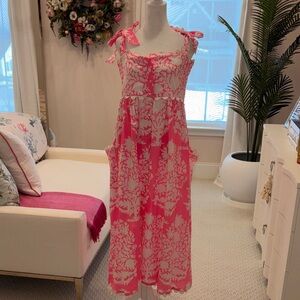Juliet Dunn Pink and White Floral Dress